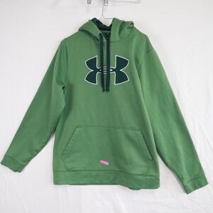 Under Armour Hoodie Mens Large Activewear Pullover Fleece Sweatshirt Logo Green
